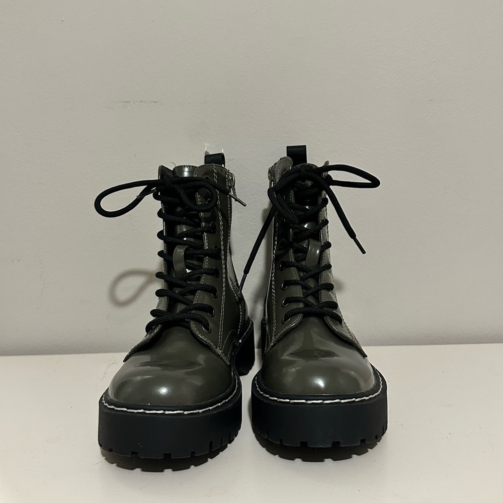Olive green combat boots